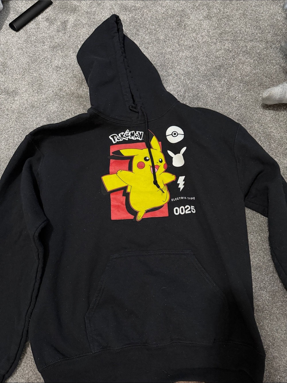 Pokemon Black Hoodie with Yellow Pikachu Graphic